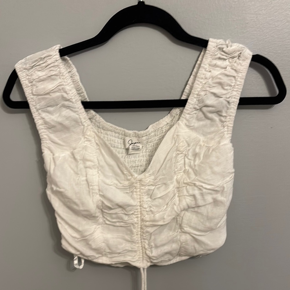 White Ruched Sleeveless Top